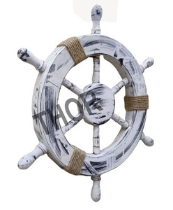 Rueda de madera coleccionable náutica blanca, 18 ", decoración de pared de dirección de barco - Product Image 5