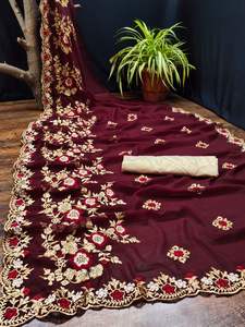 Sari en soie Banarasi, soie de coton, vêtement de fête pour femmes, pièce de chemisier, filet indien, adultes, Inde, Pakistan, nettoyage à sec, lavage en machine, mariage - Product Image 2