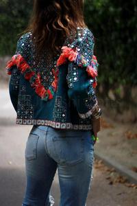 Vestes en velours brodées à la main de haute qualité OEM, manches longues, séquence, vente en gros pour femmes, vestes indiennes - Product Image 2