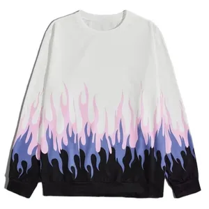 Sweat-shirt à capuche unisexe pour les hommes et les femmes, imprimé sur le feu, à manches longues, surdimensionné, vente en gros,
