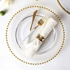 Ready To Ship Special Design Elegant Gold Charger Plates Glass Under Plates For Wedding