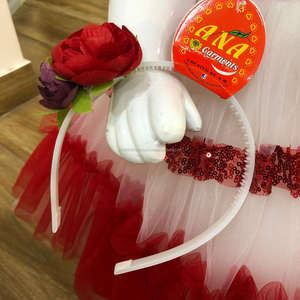 Vestidos de Fiesta Formales de Verano para Niña, Color Rojo, con Flores, Diseño Especial, Elegante - Product Image 4