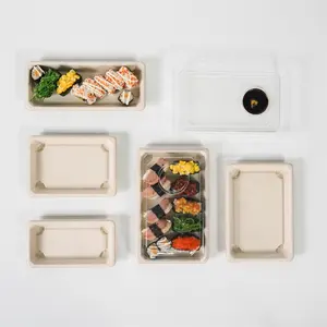 New Stype vassoio per alimenti di tutte le dimensioni set di utensili per la consegna rapida natura ekos vassoio per sushi impilabile con coperchi per animali domestici/PLA