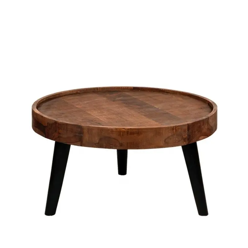 zero round 2021 wooden coffee table, solid mango wood coffee table