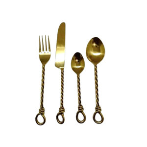 Metal de acero inoxidable pulido brillante con juego de cubiertos de acabado dorado para cocina, hoteles, restaurantes de La India - Product Image 2