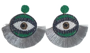 Pendientes hechos a mano con diseño de ojos y cuentas de SEAD para mujer, aretes de oro, diseño creativo, última declaración, aniversario - Product Image 3