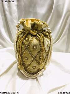 Craftstages International Ethnic Designer Velvet Ladies Evening <b>Bags</b> <b>Potli</b> Batua Style 12*20 CM for Bridal Occasions - Product Image 6