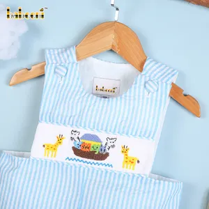 لطيف الكرتون الحيوانات الصبي مخطط shortall OEM ODM طفل الفتيان السروال القصير الجملة ملابس smocked-BB2464