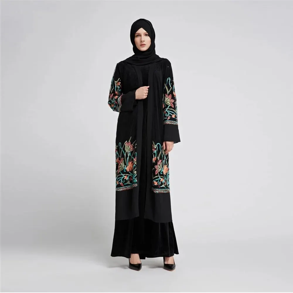 Dames Moslim Maxi Jurk Kimono Abaya Shirt Jurk/Vrouwen Nieuwe Modellen Mooie Open Abaya Voor Meisjes