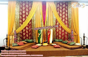 Telones de fondo bordados para escenario de boda, cortinas de fondo bordadas para escenario de boda real, hermosos telones de fondo para ceremonia Mehndi - Product Image 2