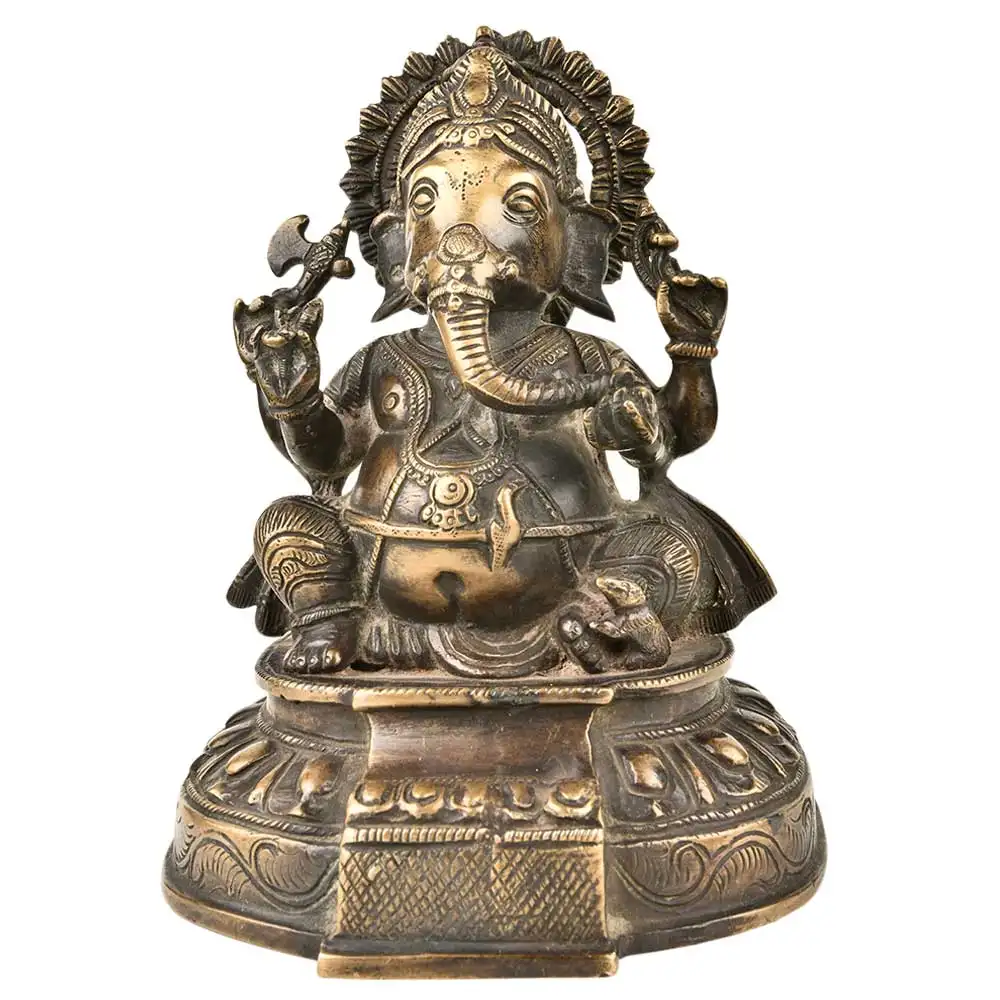 Esculturas de assento de lótus levantadas, feitas à mão, antiguidade, bronze, lord ganesha, estatueta, estátua, peças de decoração, itens de presente