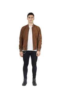 Chaqueta Varsity para Hombre, de Cuero Recubierto de Primera Calidad, Cuello Alto, Estilo Casual, Transpirable, Gruesa y Duradera - Product Image 3