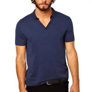 Herren V-Collar Polo Shirt 100% Baumwolle Pique Polo Shirt schlicht Gefärbt neuesten Design Custom Factory Großhandel Bedruckte Polo T-Shirts