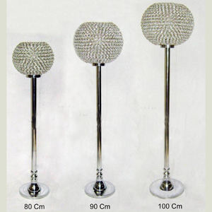 Centro de mesa con bola de cristal Portavelas votivo de cristal con base de metal Chapado en plata Aluminio hecho a mano T Light Candle Stand - Product Image 5