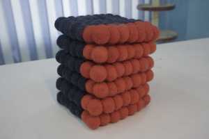 Handmade Orange and <b>Black</b> Wool <b>Coaster</b> Trivet Set Square Shaped Felt Form Squares <b>Coaster</b> Set - Product Image 4