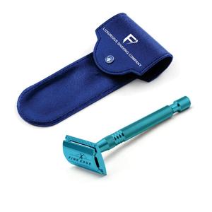 Rasoir de sécurité à double tranchant de couleur dorée, réutilisable et sans plastique avec long manche - Product Image 2