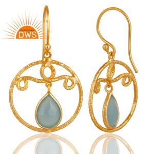 Nouveauté 2026 Boucles d'oreilles pendantes en argent sterling avec calcédoine bleue naturelle pour femme Fabricant de bijoux - Product Image 2