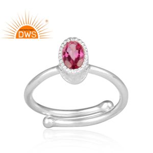 พลอยโทแพซสีชมพูอันงดงาม เงินแท้ 925 แหวนแต่งงานและงานปาร์ตี้สุดอินเทรนด์สำหรับผู้หญิง เครื่องประดับดีไซน์มงกุฎสุดหรู - Product Image 2
