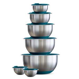 3 Pieces <b>Silicon</b> Bottom Stainless Steel <b>Mixing</b> Bowl 3 Steel Bowl Stainless - Product Image 1