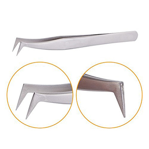 Pinzas para pestañas de acero inoxidable con etiqueta privada empaquetada en caja personalizada Agarre cómodo con punta de fibra puntiaguda para pestañas de volumen - Product Image 1