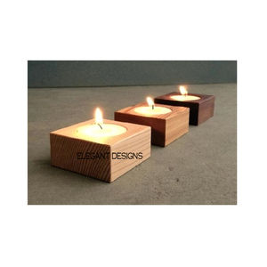 Juego de portavelas de madera hecho a mano de calidad superior de cuatro formas redondeadas con diseño atractivo para el hogar o el evento - Product Image 5