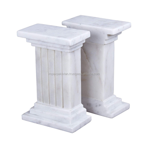Serre-livres modernes en marbre onyx, cadeaux d'art originaux, forme pilier, carreaux de calcite multicolores, pierre naturelle polie, marbre noir - Product Image 2