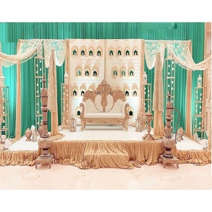 Élégant et moderne or mariage musulman Walima décor scène configuration magnifique thème arabe avec des caractéristiques détachables - Product Image 1