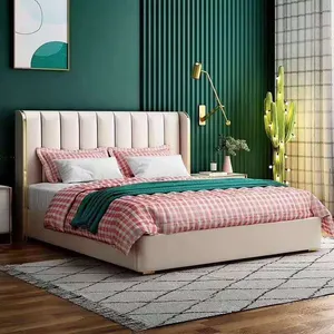 เตียง elegant Suppliers-ชุดเครื่องนอนทำจากหนังเทียม,เตียงขนาดคิงไซส์เฟรมชุดเครื่องนอนสไตล์คลาสสิกหรูหราสำหรับห้องนอน