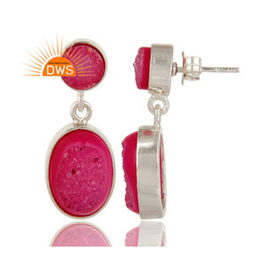 Pendientes de piedras preciosas de ágata Rosa Natural, proveedor de joyería fina, pendientes colgantes de plata de ley sólida, venta al por mayor - Product Image 2