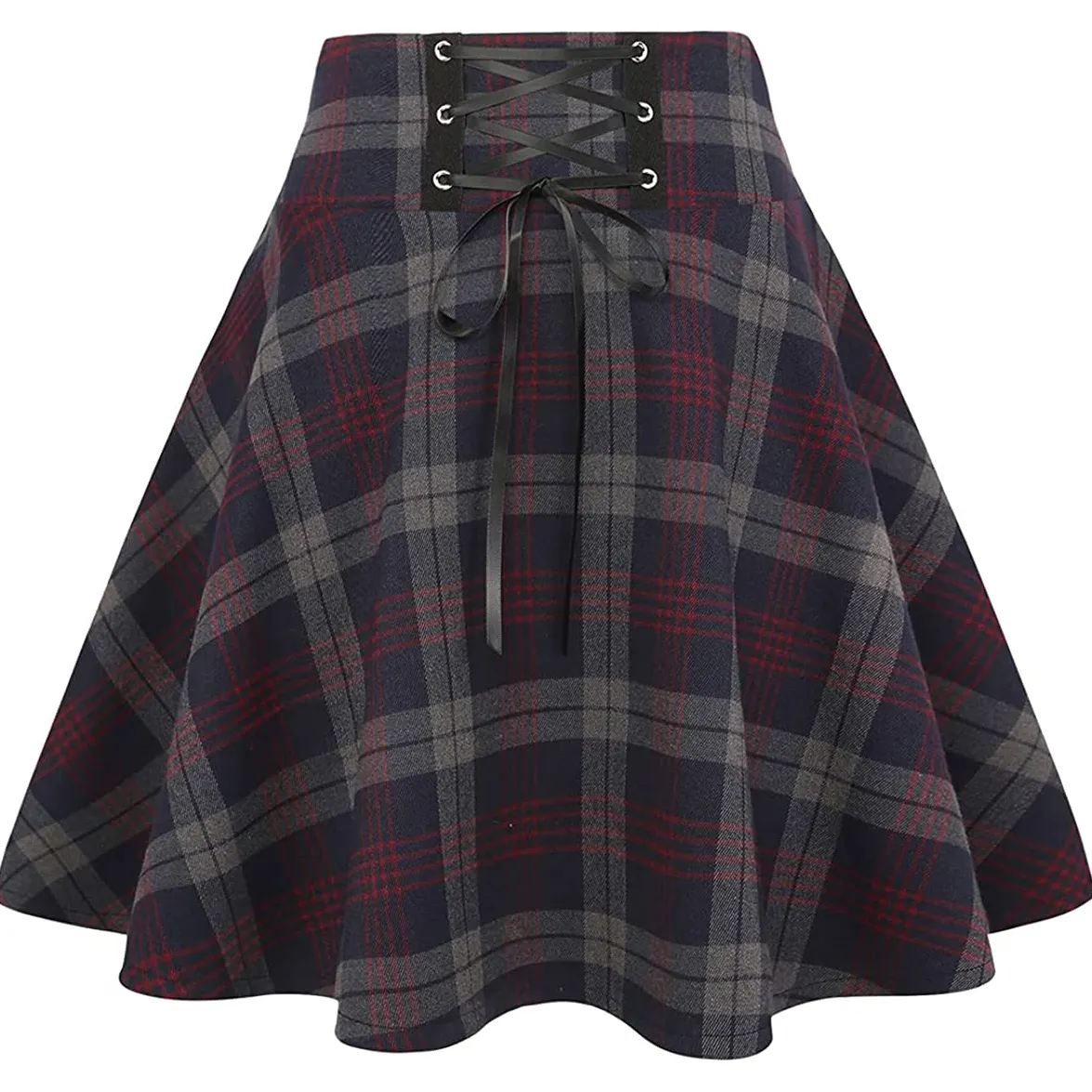 Homespun-falda escocesa Mini falda escocesa, banda de uniforme de todas las tallas con 2 correas de cuero con hebilla, falda escocesa