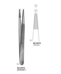 Pinzas para Tejidos <span class=keywords><strong>Bonney</strong></span> de 175 mm, Instrumento Quirúrgico de Acero Inoxidable para Uso Ortopédico - Product Image 1
