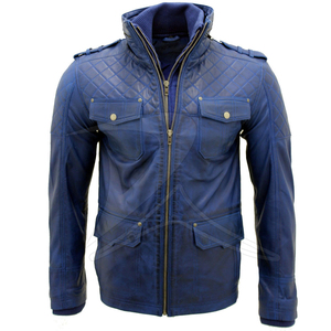 Veste de mode en laine mince d'hiver pour hommes grande taille décontractée en cuir d'agneau marron véritable col montant fermeture éclair respirant vente en gros - Product Image 2