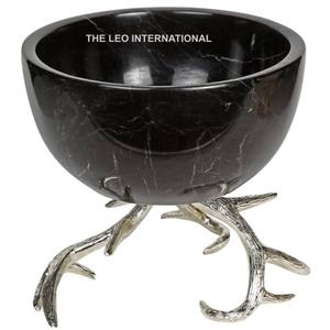 ชามดีไซน์รูปเขากวางอลูมิเนียมสแตนเลสโลหะสีเงินชามตกแต่งบ้านสไตล์ไม่เหมือนใครทันสมัย - Product Image 6