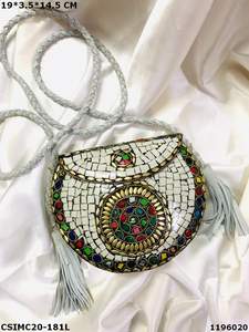 Designer Handmade Ladies Evening <b>Clutch</b> Luxury Multi-Color Metal Mosaic <b>Pearl</b> Purse Bag for Weddings & Parties - Product Image 4