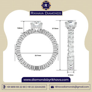 Rikhava Anillo solitario de oro blanco de 10 quilates para mujer Impresionante Joyería de diamantes puros - Product Image 2