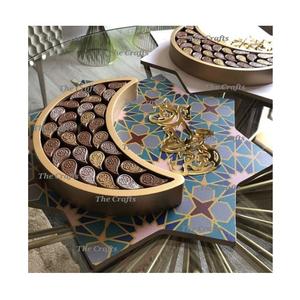 Plateau de chocolats islamiques en bois plateau de Ramadan de forme carrée fait à la main pour l'utilisation de vaisselle de restaurant et d'hôtel - Product Image 5