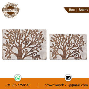 ชุดกล่องเก็บของไม้มะม่วงสุดหรูแกะสลักด้วยมือพร้อมธีมต้นไม้แห่งชีวิตชุดเครื่องประดับจัดระเบียบ2ชิ้นจากอินเดีย - Product Image 3