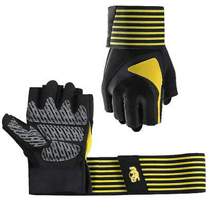 Guantes de Cuero y Gamuza Transpirables para Levantamiento de Pesas, con Correa Larga Acolchada, para Entrenamiento, Gimnasio, Ejercicio, Fitness, Culturismo - Product Image 1