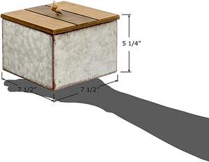 Square <b>Food</b> Storage <b>Container</b> in Galvanized Metal with Brown Wooden Lid Perfect for Home Storage and <b>Food</b> Organization - Product Image 3