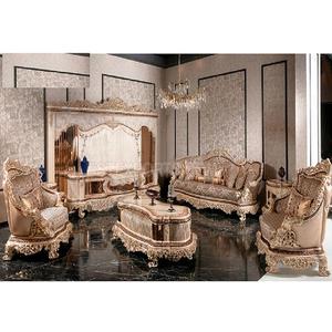 Juego de muebles de madera tallados a mano para sala de estar y TV, conjunto de muebles de lujo para sala de estar, 5 plazas, con unidad de TV - Product Image 1