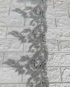 Lace Trim French Polyester Embroidery <b>Beaded</b> Lace Ribbon for Bride's Wedding Dress Rajgadhia Exports - Product Image 5