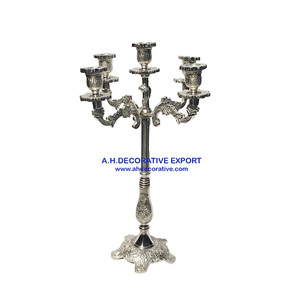 Candelabro grande de oro brillante hecho a mano, candelabro cuadrado de 5 brazos, centro de mesa de boda y decoración del hogar, precio al por mayor - Product Image 4