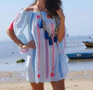 Latest Design New Arrival Women Apparel <b>off</b> <b>Shoulder</b> <b>Tops</b> <b>Long</b> <b>Sleeves</b> Women's Clothing Indian Embroidery Cotton Tunic - Product Image 2