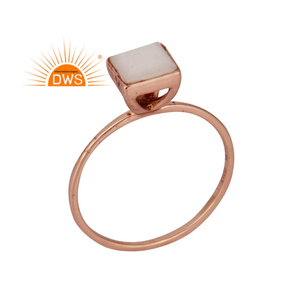 Anillo de ágata blanca natural Anillo de oro rosa sólido de 9K Joyería Anillos DE BODA Fabricante Colección vintage - Product Image 1
