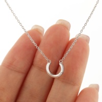 Collar con inicial de plata de ley para mujer, joyería con letras del alfabeto, cadena de herradura en U chapada en oro, regalo de cumpleaños