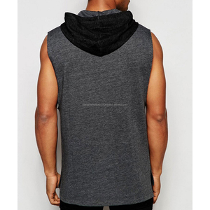 Men's Sleeveless <b>Hoodie</b> 100% Cotton Fleece Embroidered Logo Customized Available in Grey and Black for <b>Summer</b> - Product Image 2