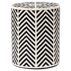Tabouret en résine et zinc style indien, incrustation d'os, TABLE centrale, fait à la main, commode avec tiroirs, nouvelle création - Product Image 6