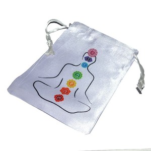 Acheter en ligne Bouddha Chakra Symbole sur pochette blanche: Bouddha Chakra Symbole sur pochette blanche à vendre bijoux pierre emballage cadeau - Product Image 1