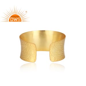 Indian Gold Plated Sterling <b>Silver</b> <b>Cuff</b> Bangle Jewelry Supplier Zirconia Smoky Quartz Statement <b>Cuff</b> Bangle for Women's Jewelry - Product Image 3