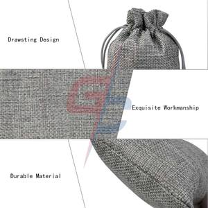 Sacs cadeaux de faveur de cordon de quantité minimale de commande bas Petits sacs de toile de jute gris | Fournisseur de sacs de faveur de fête de toile de jute - Product Image 4